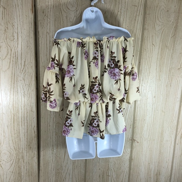 Say What? Floral Off-The-Shoulder Peasant Top XS - Picture 2 of 8